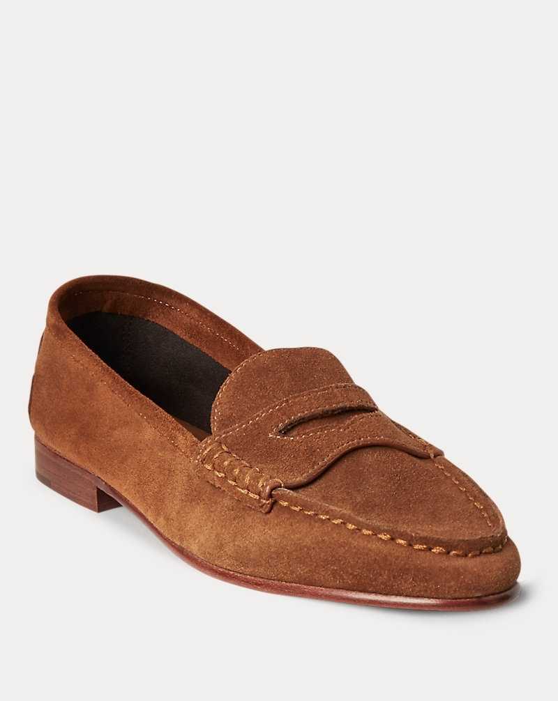 Online Ralph Lauren Ashtyn Suede Penny Loafer Sat Duz Ayakkab Kad n Snuff